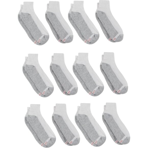 White Men’s 12-Pack Big & Tall White Ankle Socks Size 12-14 Comfortable Fit - Picture 2 of 7